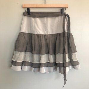 Zara Basic Ruffled Chiffon Skirt Boho Cream Size 5
